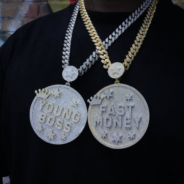 Custom Letter 3d Big Crown Disc Pendant ZUUKING